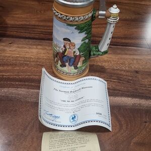 Norman Rockwell Collectors Porcelain Beer Stein w/ Certificate of Authenticity